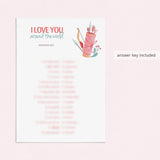I Love You Around The World With Answer Key Printable