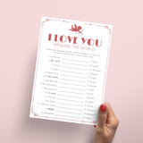 Printable I Love You Around The World Game with Answer Key