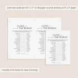 Printable I Love You Around The World Game With Answer Key