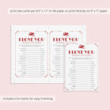 Printable I Love You Around The World Game with Answer Key