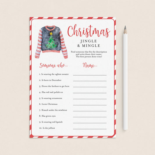Ugly Christmas Sweater Party Icebreaker Game Find Someone Who by LittleSizzle