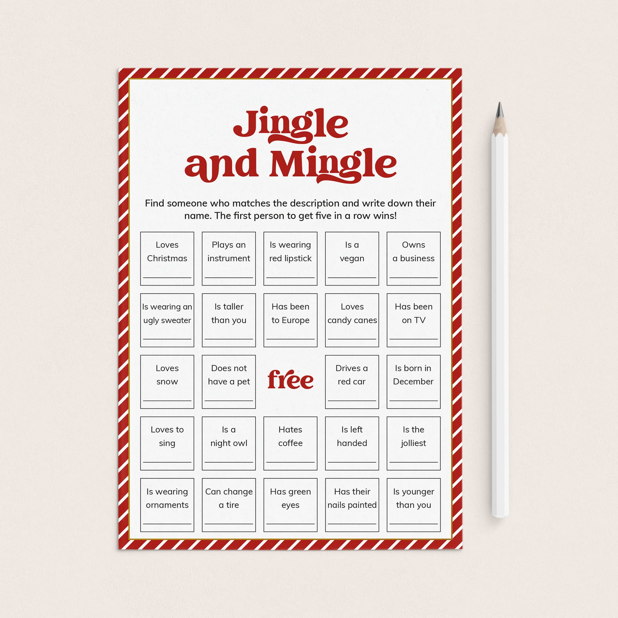 Christmas Jingle and Mingle Bingo Printable by LittleSizzle