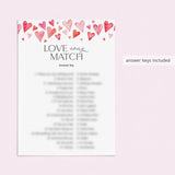 Love Song Match Game Printable with Answers
