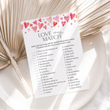Love Song Match Game Printable with Answers
