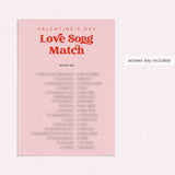 Printable Valentine Love Song Match Game with Answers