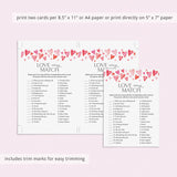 Love Song Match Game Printable with Answers