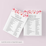 Love Song Match Game Printable with Answers