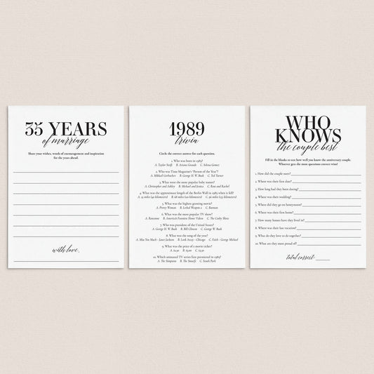 35th Anniversary Party Games Married in 1989 Printable by LittleSizzle