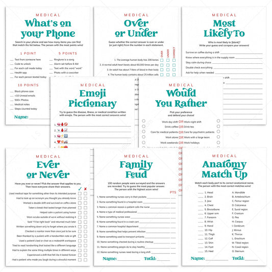 Nurse Games Printable for Nurse Week, Nurse Student Graduation or Nurse Retirement by LittleSizzle