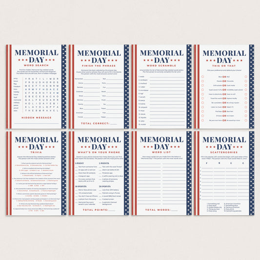 Memorial Day Games Bundle Printable by LittleSizzle