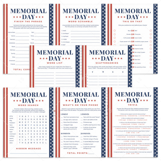 Memorial Day Games Bundle Printable by LittleSizzle