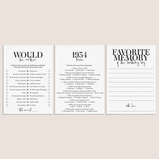 91st Birthday Games For Him Born in 1934 by LittleSizzle