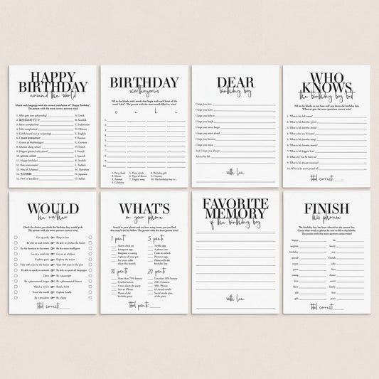 Modern Birthday Games for Him Printable by LittleSizzle