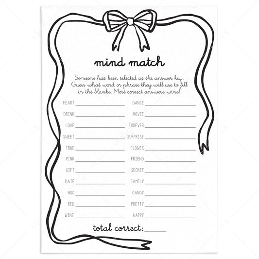 Fun Galentines Game Mind Match Printable Coquette Theme by LittleSizzle