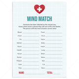 Nurse Party Game Finish My Phrase Mind Match Printable by LittleSizzle