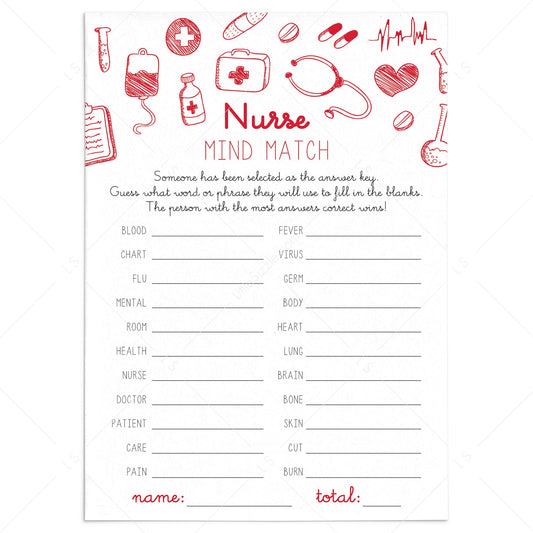 Nurses Icebreaker Game Mind Match Printable by LittleSizzle