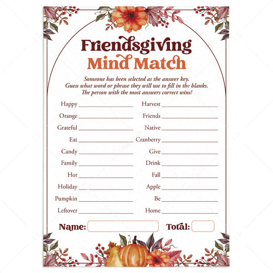 Friendsgiving Mind Match Game Printable by LittleSizzle