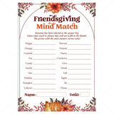 Friendsgiving Mind Match Game Printable by LittleSizzle