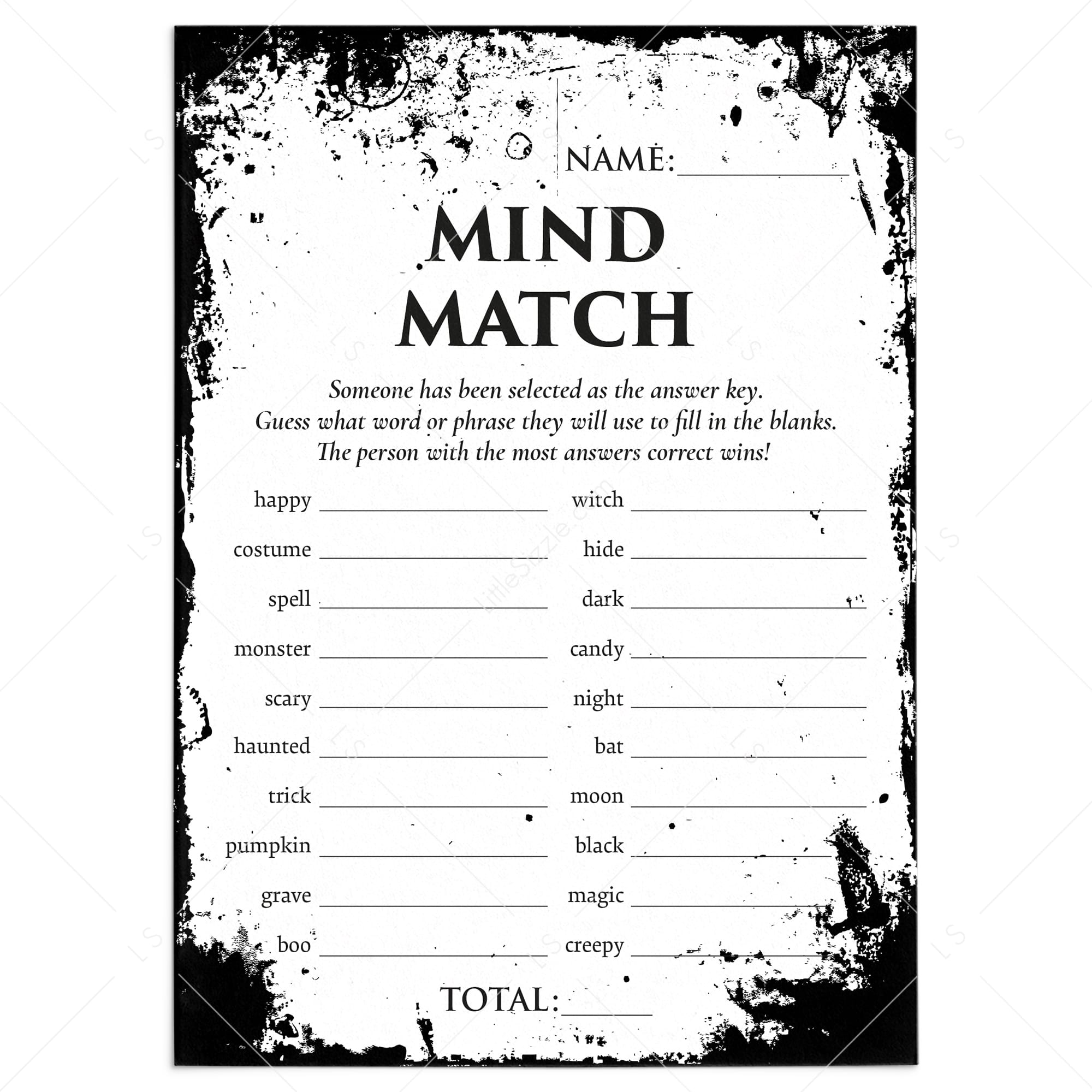 Halloween Group Game Printable Mind Match by LittleSizzle