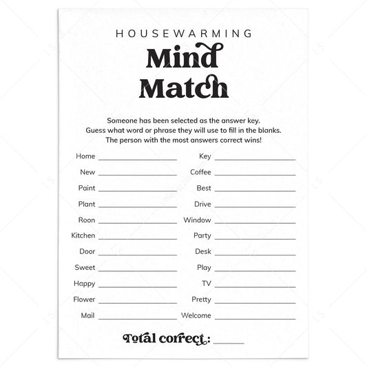 Housewarming Mind Match Game Printable by LittleSizzle