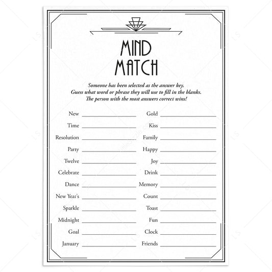 New Year's Party Icebreaker Game Mind Match by LittleSizzle