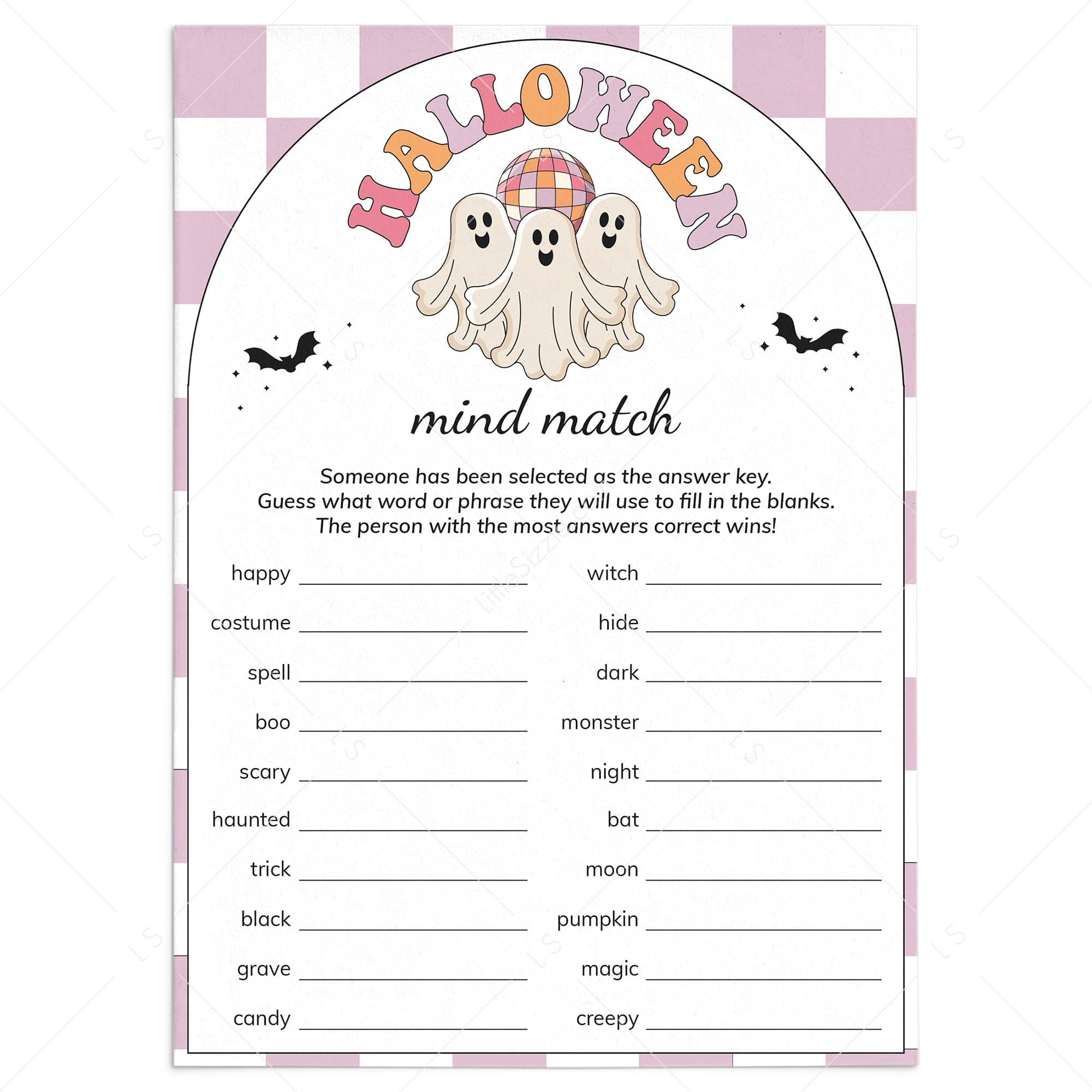 Spooky Halloween Party Game Mind Match Printable by LittleSizzle
