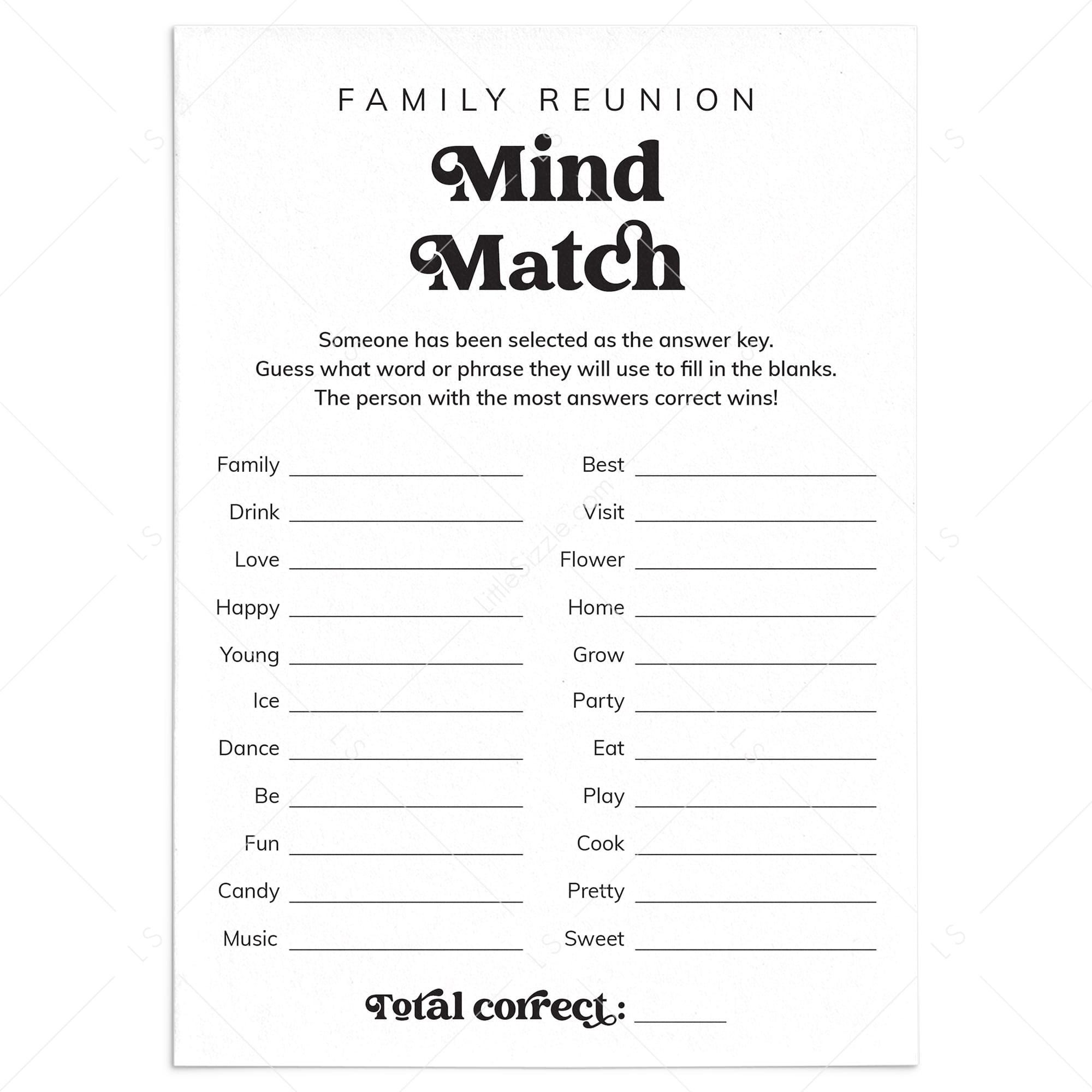Family Reunion Mind Match Finish The Phrase Game Download by LittleSizzle