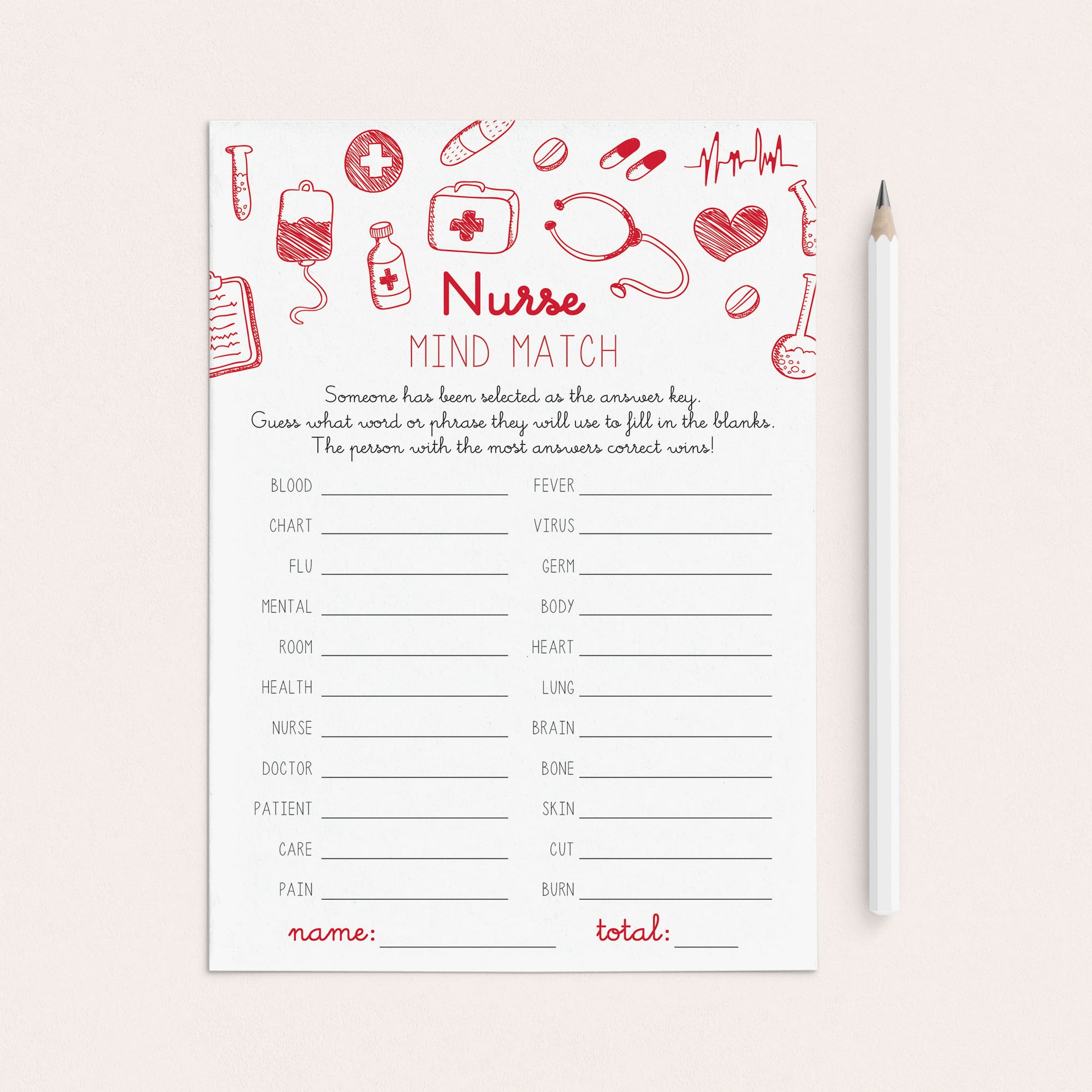 Nurses Icebreaker Game Mind Match Printable by LittleSizzle