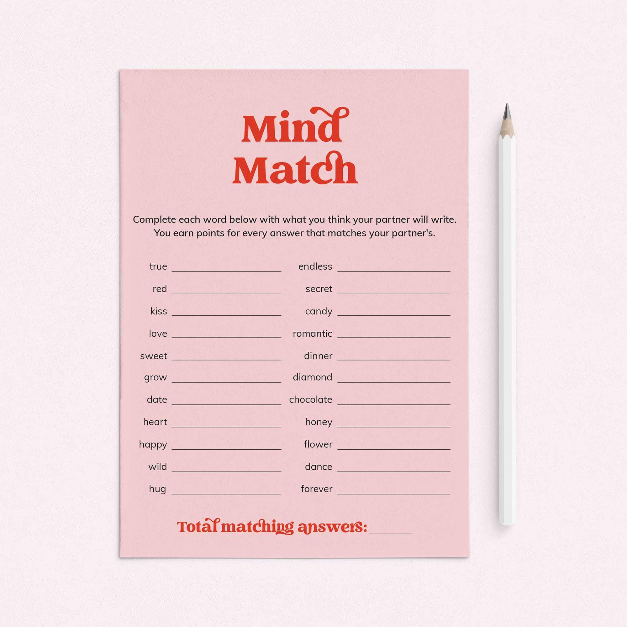 Printable Couple Game Mind Match by LittleSizzle