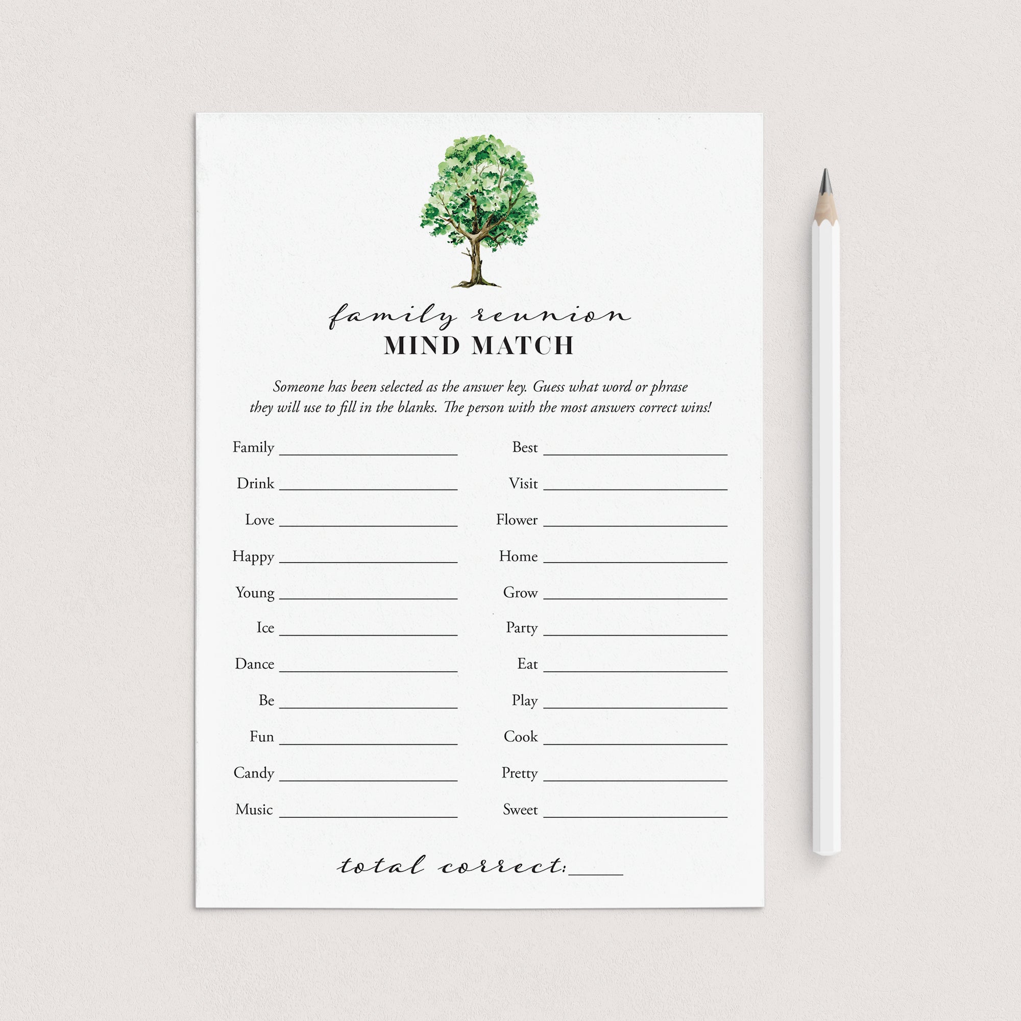 Fun Game for Large Families Printable Mind Match by LittleSizzle