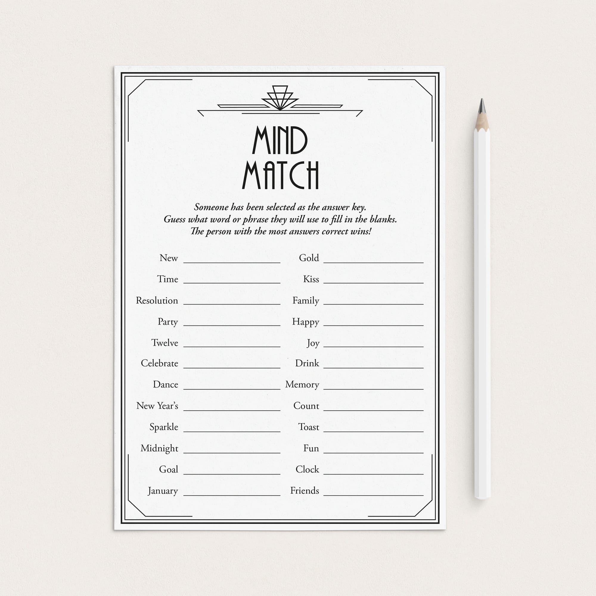 New Year's Party Icebreaker Game Mind Match by LittleSizzle