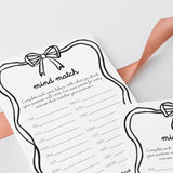 Fun Game for Couples Mind Match PDF Printable