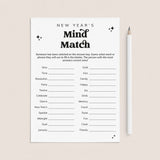 Fun New Year's Party Game Printable Mind Match by LittleSizzle
