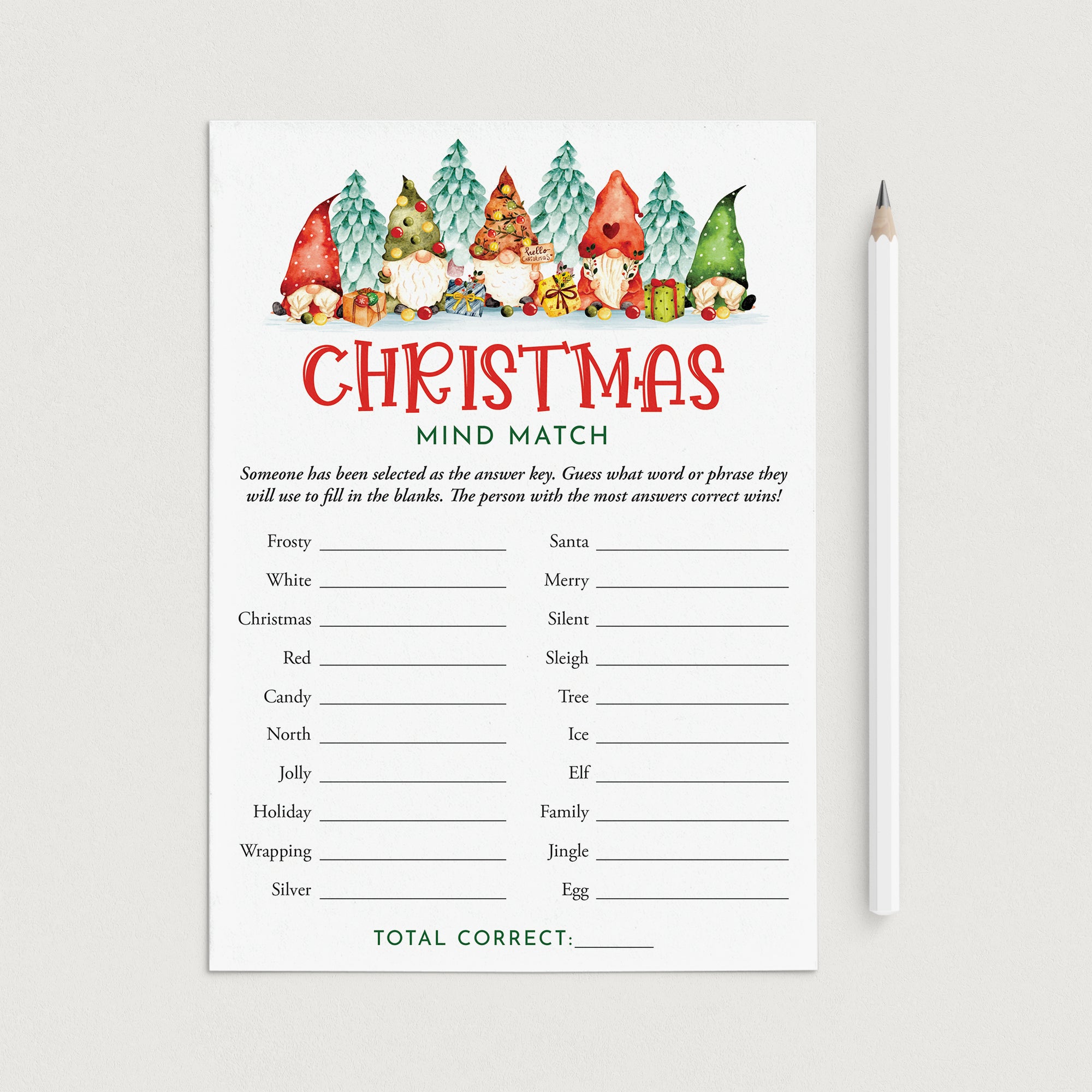 Printable Christmas Party Ice Breaker Game Mind Match by LittleSizzle
