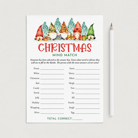 Printable Christmas Party Ice Breaker Game Mind Match by LittleSizzle