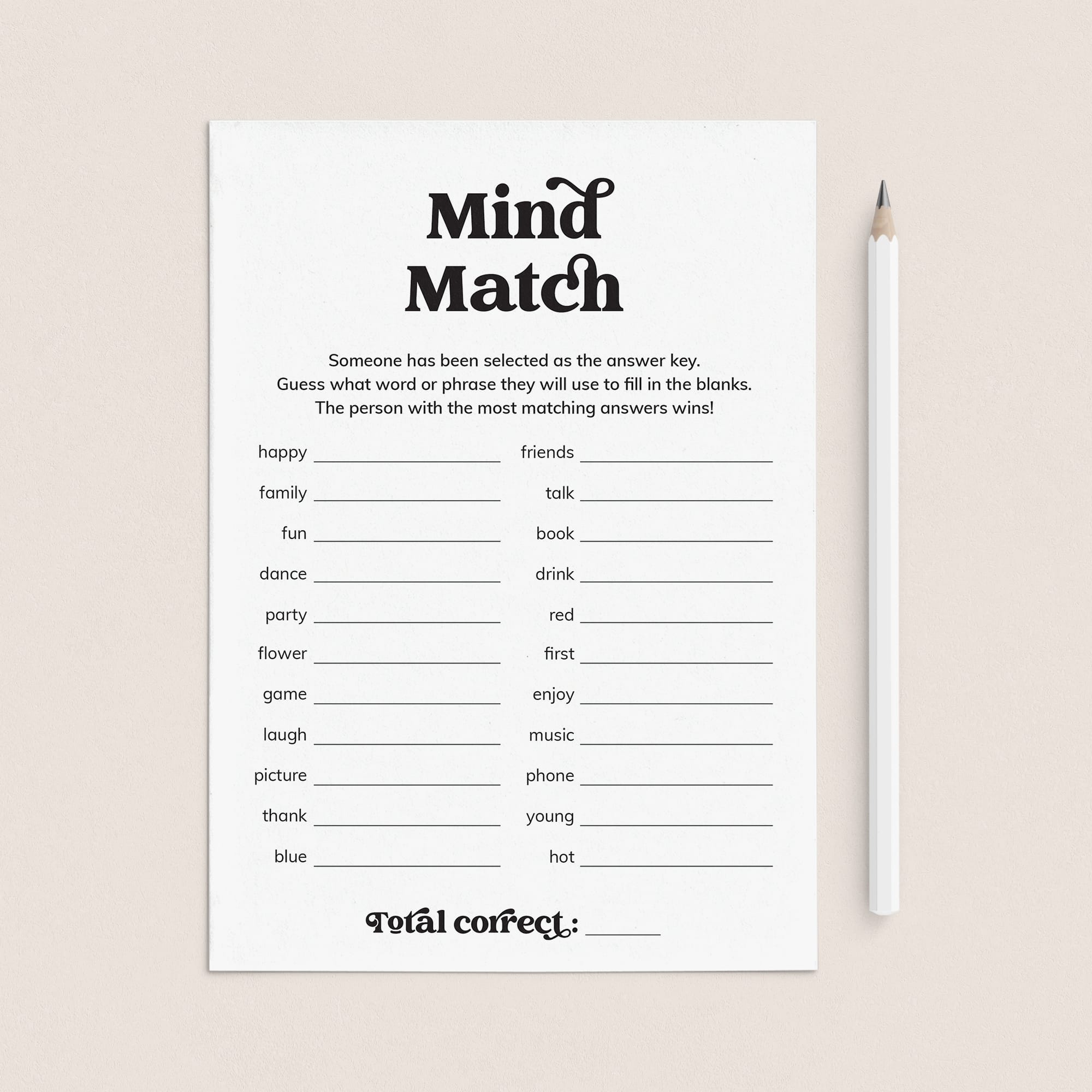 Match My Mind Ice Breaker Game Printable by LittleSizzle