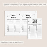 Fun New Year's Party Game Printable Mind Match