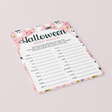 Teen Girl Halloween Party Icebreaker Game Mind Match Printable