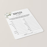 Anniversary Party Game Couples Mind Match Printable