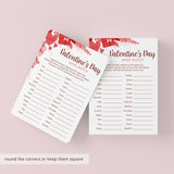 Group Valentines Party Game Mind Match Printable
