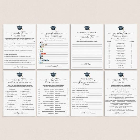 8 Printable Graduation Party Games + Bonus by LittleSizzle
