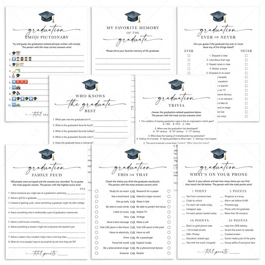 8 Printable Graduation Party Games + Bonus by LittleSizzle