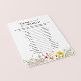 Mom Around The World Game with Answer Key Printable