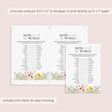 Mom Around The World Game with Answer Key Printable