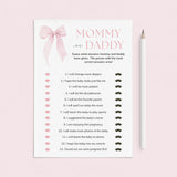 Pink Bow Mommy or Daddy Baby Shower Game Printable by LittleSizzle