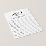 Funny Office Most Likely To Game Printable