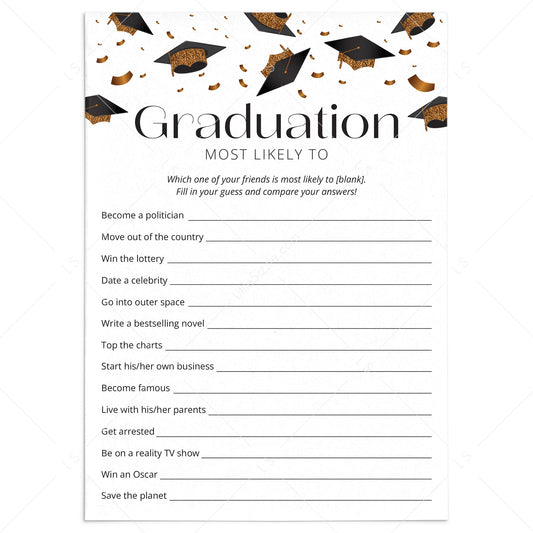 Most Likely To Grad Party Game Printable by LittleSizzle