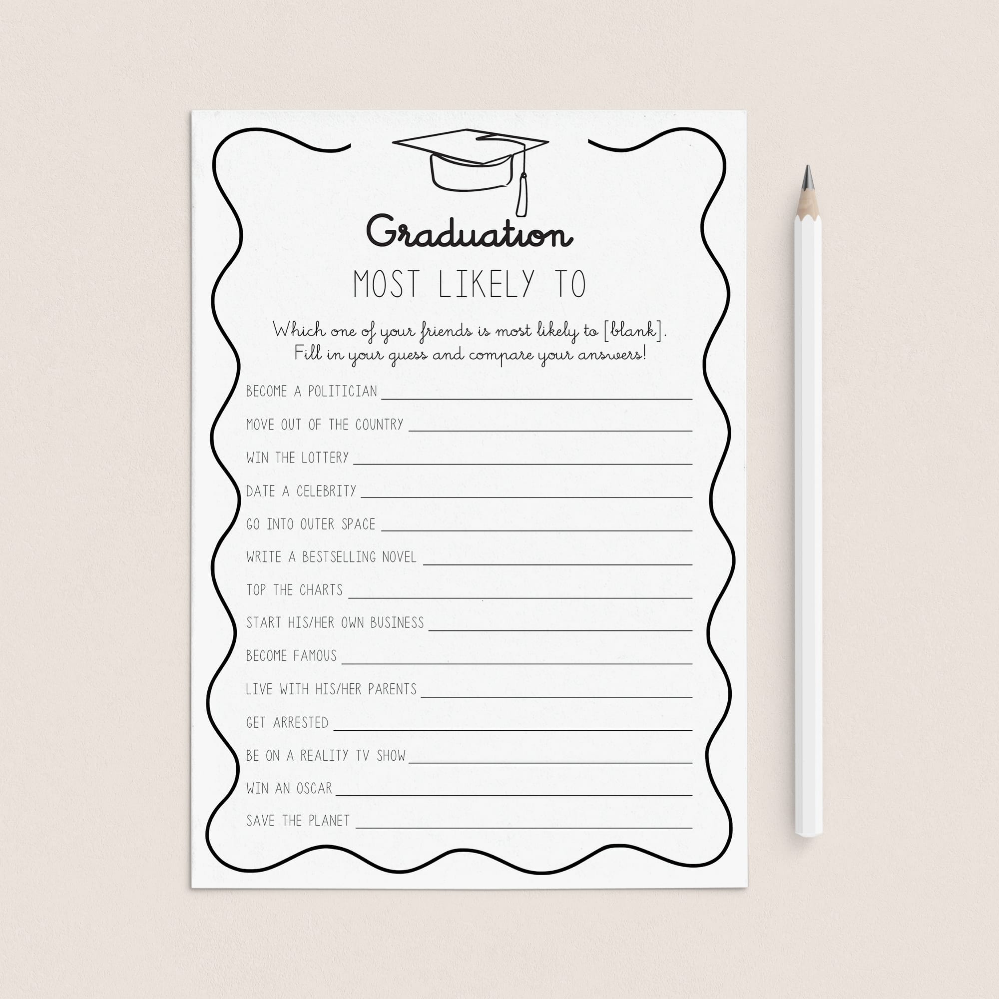 Graduation Most Likely To Game Printable Wavy Border by LittleSizzle