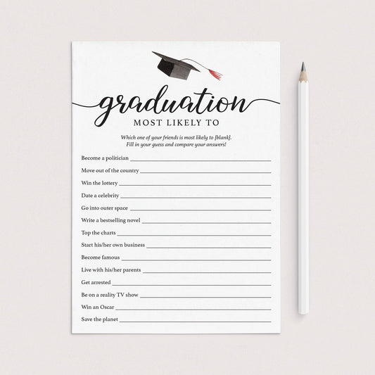 Graduation Party Game Most Likely To Printable by LittleSizzle