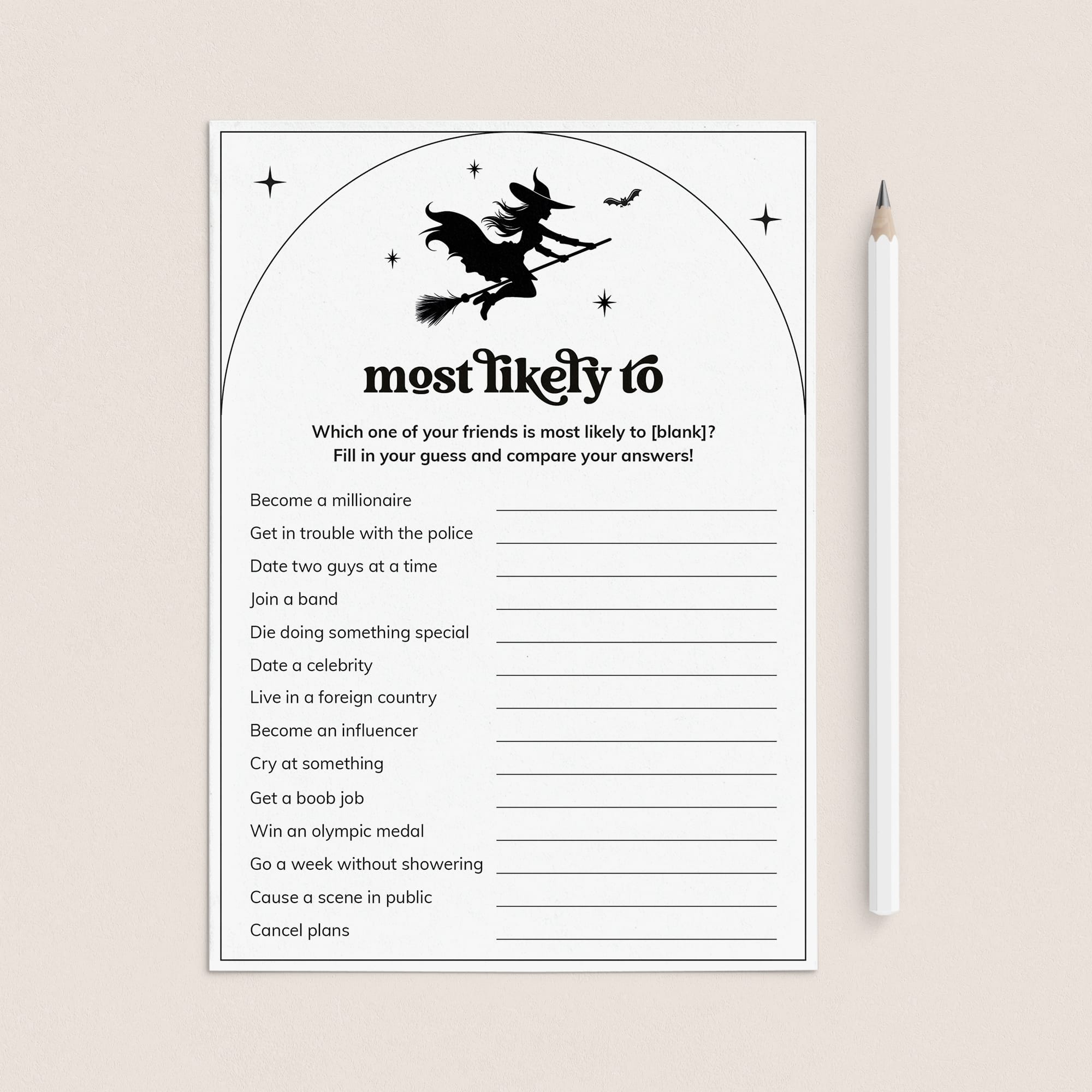 Witches Party Game Who Is Most Likely To Printable by LittleSizzle